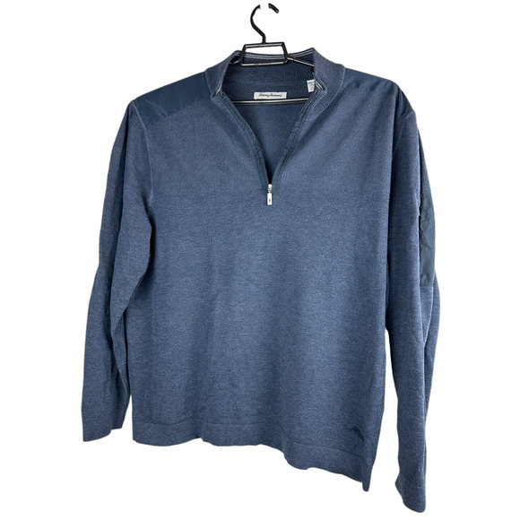 Tommy Bahama Island Fairway Half Zip Sweater Lightweight Sleeve Pocket Blue XXL - Picture 3 of 14